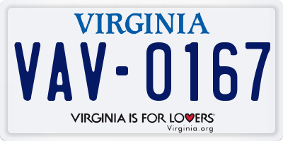 VA license plate VAV0167