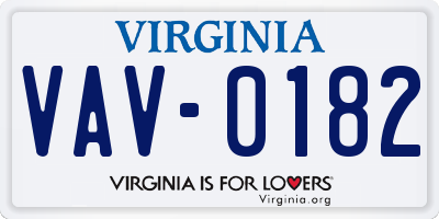 VA license plate VAV0182