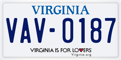 VA license plate VAV0187