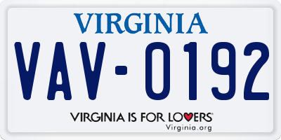 VA license plate VAV0192