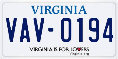 VA license plate VAV0194