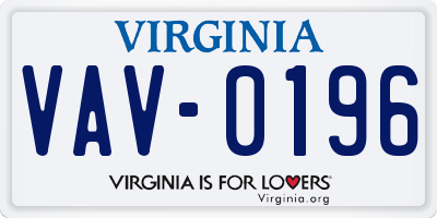 VA license plate VAV0196