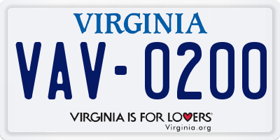VA license plate VAV0200