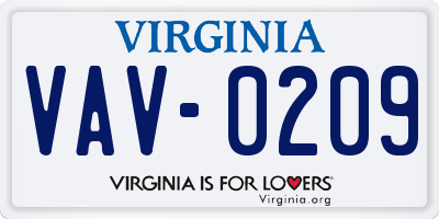 VA license plate VAV0209