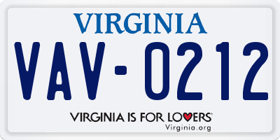 VA license plate VAV0212