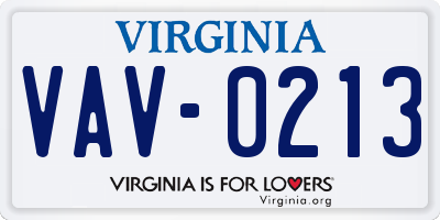 VA license plate VAV0213