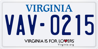 VA license plate VAV0215