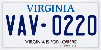 VA license plate VAV0220