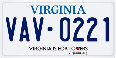 VA license plate VAV0221