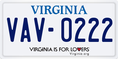 VA license plate VAV0222