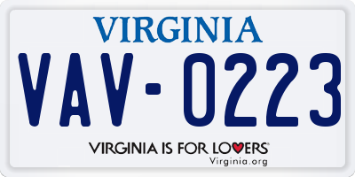 VA license plate VAV0223