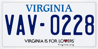 VA license plate VAV0228