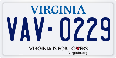 VA license plate VAV0229