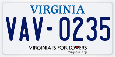 VA license plate VAV0235