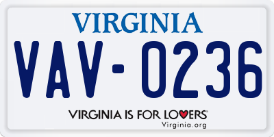 VA license plate VAV0236