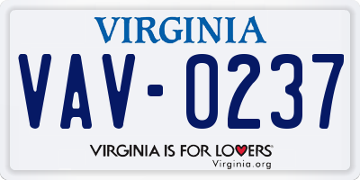 VA license plate VAV0237