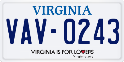 VA license plate VAV0243
