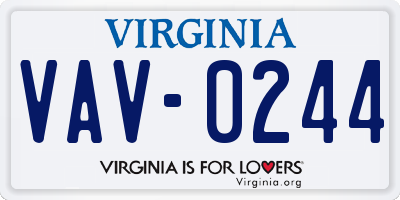 VA license plate VAV0244