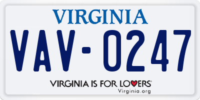 VA license plate VAV0247