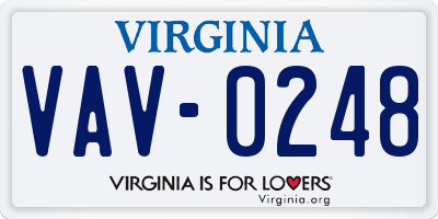 VA license plate VAV0248