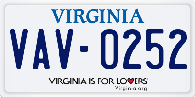 VA license plate VAV0252