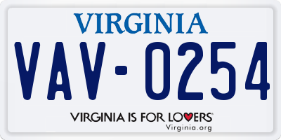 VA license plate VAV0254