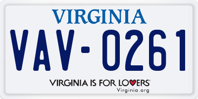 VA license plate VAV0261