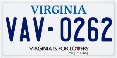 VA license plate VAV0262