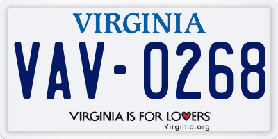VA license plate VAV0268