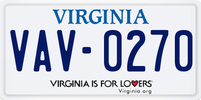 VA license plate VAV0270