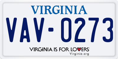 VA license plate VAV0273