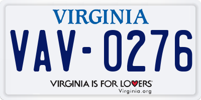 VA license plate VAV0276