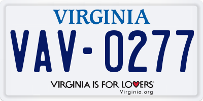 VA license plate VAV0277