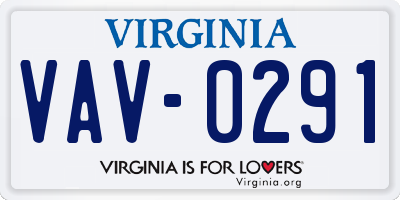 VA license plate VAV0291