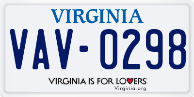 VA license plate VAV0298