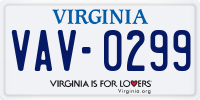 VA license plate VAV0299