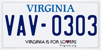 VA license plate VAV0303