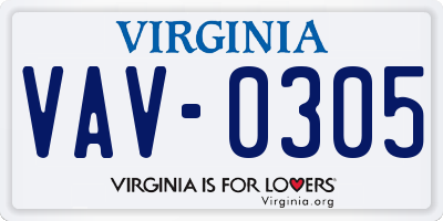 VA license plate VAV0305