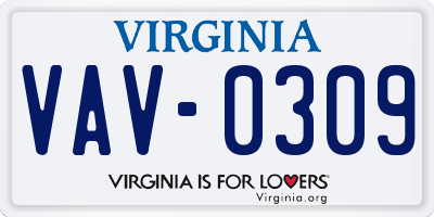 VA license plate VAV0309