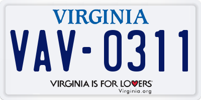 VA license plate VAV0311