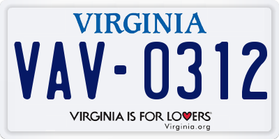 VA license plate VAV0312
