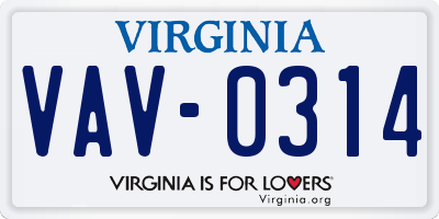 VA license plate VAV0314