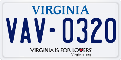 VA license plate VAV0320