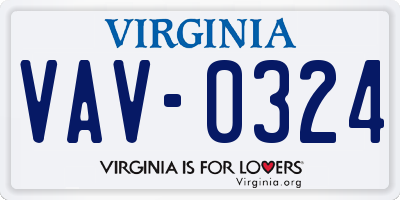 VA license plate VAV0324