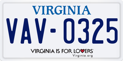 VA license plate VAV0325
