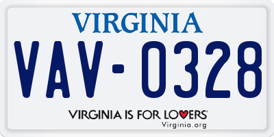 VA license plate VAV0328