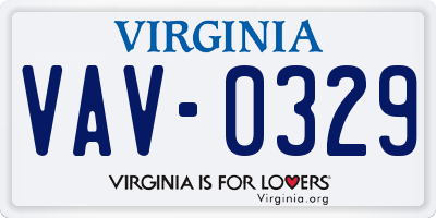 VA license plate VAV0329