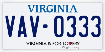 VA license plate VAV0333