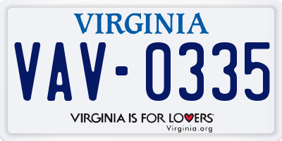 VA license plate VAV0335