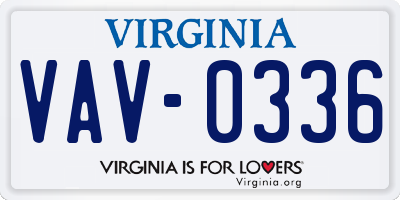VA license plate VAV0336